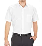 Van Heusen mens Short Sleeve Regular Fit Poplin Solid Dress Shirt, White, 15.5 Neck Medium US
