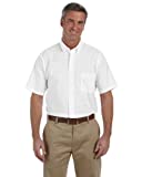 Van Heusen Men's Short Sleeve Oxford Dress Shirt, White, Large