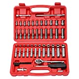 CASOMAN 1/4-Inch Drive Master Socket Set with Ratchets, Adapters, Extensions with 1/4 Dr. Bits Set, Inch/Metric, 6-Point, 5/32-Inch - 9/16-Inch, 4 mm - 14 mm, 62-Piece 1/4" Dr. Socket Set