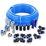 WYNNsky Shop Air Line Kit, 1/2 Inch OD60 Feet PU Air Tube with Push to Connect Fittings, Industrial Type Quick Connect Coupler and Plug, 28PCS Garage Air Compressor Accessories Kit