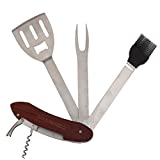 Grown Man BBQ Multi Tool - Includes Stainless Steel Spatula, Fork, Grill Brush, and more - Grilling Multitool for Backyard Grilling, Tailgating, and Camping