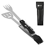 Helios Tool BBQ Multi Tool Set with Pouch, Stainless Steel Folding Multi Use Set for Grilling, Camping, Tailgating
