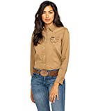 Wrangler womens Long Sleeve Western Snap Work Shirt Blouse, Rawhide, Small US