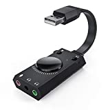 USB Sound Card, TechRise USB External Stereo Sound Adapter Splitter Converter with Volume Control for Windows and Mac, Plug & Play, No Drivers Needed