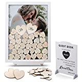 GLM Wedding Guest Book Alternative with Sign, 85 Hearts and 2 Large Hearts, Guest Book Wedding Reception, Sign in Guest Book Alternatives, Wedding Decorations (White)