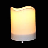 Solar LED Candle with Waterproof Light Sensor, Dusk to Dawn on/Off Automatic Operating, 3X4 Inch Flameless White Plastic Pillar Candles with Flickering Warm White Light