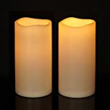 Patiphan Solar Flameless Candles, 4x8'' Outdoor Waterproof Led Candles with Automatic Timer, Rechargeable Battery Operated Candles for Outdoor Lighting, Set of 2