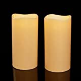 Large Solar Candles Outdoor Waterproof, Flickering LED Pillar Candles, 2 PCS 4.5X9 Inch Flameless Candle Set, for Patio,Yard,Garden,Lawn,Deck,Table,Pathway Decoration