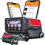 Rove R3 Dash Cam, 3 IPS Touch Screen, 3 Channel Dash Cam Front and Rear with Cabin, Built-in GPS, 5.0 GHz WiFi, 2K 1440P+1080P+1080P, 24-HR Parking Monitor, Supercapacitor, Supports up to 256GB Max
