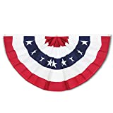 Anley USA Pleated Fan Flag, 3x6 Feet American US Bunting Flags Patriotic Stars & Stripes - Sharp Color and Fade Resistant - Canvas Header and Brass Grommets - United States 3 x 6 Feet Half Fan Banner