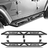 V8 GOD JLU Running Board Side Step for Jeep Wrangler JL Unlimited 2018 2019 2020 2021 2022 4-Door - Textured Black Tubular Rock Rails Nerf Bars w/Since 1941 Logo