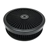 X-AVION Full Flow Round 9''X2'' Air Filter Assembly Kit Black Washable and Resuable Air Cleaner with Mounting Stud & Wing Nut Kit Air Cleaner for 4 Barrel Carburetor V8
