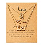 PANTIDE 3Pcs Leo Zodiac Layer Necklaces for Women Girls Retro 14K Gold Plated 12 Constellation Pendant Letter Necklace Exquisite Letter Horoscope Old English Zodiac Sign Necklace Jewelry Birthday Gift