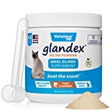 VETNIQUE LABS Glandex Feline Anal Gland Fiber Supplement Powder for Cats with Digestive Enzyme, Probiotics and Pumpkin, Vet Recommended for Healthy Bowels - Tuna Flavored 4.0 oz, Scoop Included