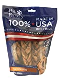 Pet Factory 78128 Beefhide | Dog Chews, 99% Digestive, Rawhides to Keep Dogs Busy While Enjoying, 100% Natural, Peanut Butter Flavored Braids, Pack of 6 in 7- 8" Size, Made in USA