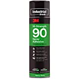 3M Hi-Strength 90 Spray Adhesive, Permanent, Bonds Laminate, Wood, Concrete, Metal, Plastic, Clear Glue, Net Wt 17.6 oz, Will Spray Upside Down