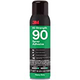 3M Hi-Strength 90 Spray Adhesive, Permanent, Bonds Laminate, Wood, Concrete, Metal, Plastic, Clear Glue, Net Wt 12.23 oz