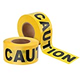 Goldblatt Yellow Caution Tape, 2 Pack, 3 Inch x 1000 Feet, Warning Safety Tape with Bold Black Font for Construction Location/Hazardous Areas or Halloween Decorations