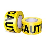 ESMAHN Yellow Caution Tape 2- Pack of 3inches x 1000 feet, Blockade Yellow Tape with Black Print Caution, Solid Thick Caution Tape for Construction Sites, Danger Areas, Perfect Signage for Gardens.