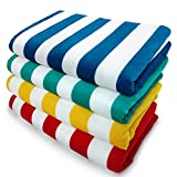 Kaufman - Printed Towels, Soft, Plush ,100% Combed Ring Spun Cotton Velour Oversized 30x60 Highly Absorbent Quick Dry Lightweight Colorful Cabana Striped Beach, Pool and Bath Towel. (Multicolor, 4)