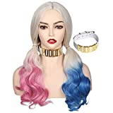 ColorGround Blonde with Blue and Pink Pigtails Wig (Wig with Choker Necklace)