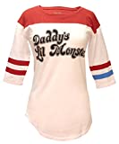 Bioworld Suicide Squad Harley Quinn Daddy's Lil Monster Raglan T-Shirt (X-Large) White