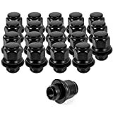 51 Black 12x1.5 Mag Lug Nuts, 20PK M12X1.5 HEX21(13/16'') 1.46''x1.18'' with Washer Lug Nuts Compatible with Toyota Avalon Camry Highlander Tacoma Corolla Prius Sienna RAV4 Lexus Mitsubishi Scion