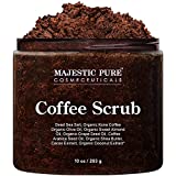 MAJESTIC PURE Arabica Coffee Scrub - All Natural Body Scrub for Skin Care, Stretch Marks, Acne & Cellulite, Reduce the Look of Spider Veins, Eczema, Age Spots & Varicose Veins - 10 Ounces