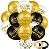 45 Pieces 12 Inch Coworker Going Away We Will Miss You Farewell Balloon funny goodbye party later traitor deco Office Balloons Retirement Latex Balloon with 2 Ribbon Colleague (Black, Gold, White)