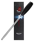 TUO Honing Steel Knife Sharpening Steel - 8 inch Sharpening Rod for All Kitchen Knives - German HC Stainless Steel - Honing Rod with Pakkawood Handle - FALCON SERIES with Gift Box