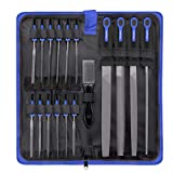 Preciva 18PCS File Set, 18 in1 High Carbon Steel Multipurpose File Set Includes 4PCS Flat/Triangle/Half-Round/Round Large File and 12PCS Needle File and ONE Scrath Brush and ONE Portable Bag.