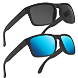 MAXJULI Polarized Sunglasses for Men and Women,UV400 Protection Sun Glasses,Ideal for Driving Cycling and Running 8120Grey +Blue