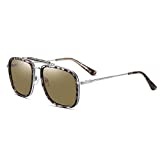 MAXJULI Polarized Sunglasses for Men Women,Upgrade Tony Stark Glasses,Aviator Design with Metal Frame,UV400 Protection (Tortoise)
