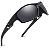 MAXJULI Polarized Sports Sunglasses for Men Women Tr90 Frame for Running Fishing Baseball Driving (Black/Black)