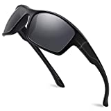 MAXJULI Polarized Sports Sunglasses for Men Women for Running Fishing Driving MJ8014 Black Frame with Grey Len