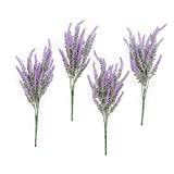 Ling's moment Artificial Purple Lavender, 4 Bushes Fake Lilac Flower for Wedding Bouquet DIY Table Centerpieces and Floral Arrangement Decoration