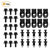 GOOACC GRC-70 35PCS Engine Under Cover Splash Shield Guard Body Bolts Bumper Fender Liner Push Retainer Fastener Rivet Clips , black