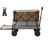 TIMBER RIDGE Folding Double Decker Wagon, Heavy Duty Collapsible Wagon Cart with 54" Lower Decker, All-Terrain Big Wheels for Camping, Fishing, Shopping, Garden, and Beach, Support Up to 225lbs