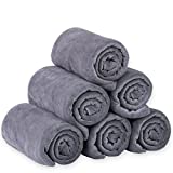 JML Microfiber Bath Towel Sets (6 Pack, 27" x 55") -Extra Absorbent, Fast Drying, Multipurpose for Swimming, Fitness, Sports, Yoga, Grey 6 Count