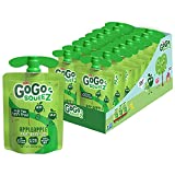 GoGo squeeZ Applesauce, Apple Apple, 3.2 Ounce (18 Pouches), Gluten Free, Vegan Friendly, Unsweetened Applesauce, Recloseable, BPA Free Pouches