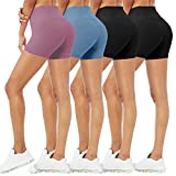 4 Pack Biker Shorts for Women  5" High Waisted Stretch Spandex Workout Shorts for Summer Yoga Running Athletic