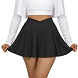 SUUKSESS Womens Pleated Tennis Skirt Crossover High Waisted Mesh Mini Skirt Athletic Golf Skorts (Black,S)