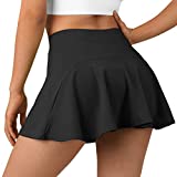 SUUKSESS Women Pleated Tennis Skirt with Pockets High Waisted Athletic Golf Skorts (Black,M)