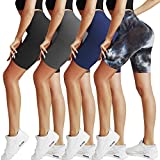 Natural Feelings 4 Pack Biker Shorts for Women-8" Workout Athletic Gym Sports Yoga Shorts Pants High Waist Cycling Shorts