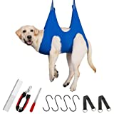 Guzekier Dog Grooming Hammock Harness for Medium Dogs - Dog Holder for Grooming, Pet Supplies Kit with Nail Clippers/Trimmer, Pet Comb, Nail File, Ear/Eye Care