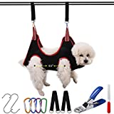 ATO-DJCX Dog Grooming Hammock Harness,Breathable Pet Cat Hammock Restraint Bag,with Dog Nail Clippers Trimmer Dog Nail File,Dog Grooming Sling Helper for Trimming Nail and Ear/Eye Care(S Size,8.5")