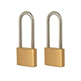 THIRARD 2 Pack Solid Brass Locks with Keys, Pad Lock with 1-9/16 in. (40 mm) Wide Lock Body,Long Shackle Keyed Padlock for Shed, Gate, Storage Locker , Toolbox