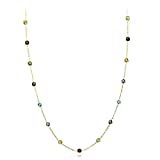 14K Yellow Gold Handmade Station Necklace With 4 MM Gemstones (15, 16, 17, 18, and 20 Inches)