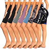 iceROSE 7 Pack High Waisted Biker Shorts for Women, 8" Soft Workout Shorts Black Yoga Athletic Shorts