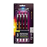 uni-ball 207 Retractable Fraud Prevention Gel Pens, Ultra Micro Point, 0.38 mm, Translucent Black Barrels, Black Ink, Pack of 4